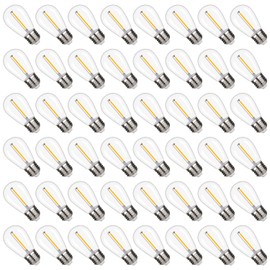 S14 Replacement LED Light Bulbs, Shatterproof & Waterproof 1W S14 LED Bulbs, E26 Base Patio Edison LED Light Bulbs for Outdoor String Lights , Warm White 2200K Plastic 70ML Non-Dimmable 48 Pack