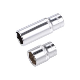 uxcell 1/4-Inch Drive by 13mm Deep and Shallow Socket Set of 2 Pcs, Cr-V, 6-Point, Metric
