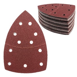 50 pcs Mouse Sander Pads 11- Hole 60 Grits Mouse Sander Sandpaper Hook and Loop Sanding Pads 108x155 mm Triangle Multi Tool Sander Pads for Sanding and Polishing