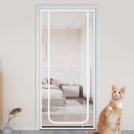 Entrance Zipper Screen Door (Cat-Proof) - U-shaped White 110x220cm White