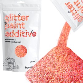 Hemway Glitter Paint Additive Crystals for Acrylic Emulsion Paint, Interior & Exterior Walls, Wood, Varnish, Matt, Gloss 100g / 3.5oz - Ultrafine (1/128" 0.008" 0.2mm) - Rose Gold Holographic