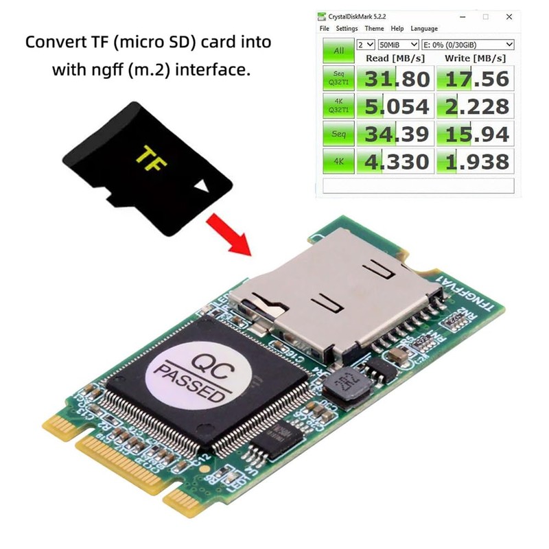 NFHK 22x42mm M.2 NGFF B-Key to Micro SD T-Flash TF