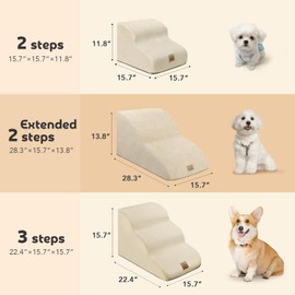 Mestuel Dogs Stairs for High Bed, 23in Foam Dog Stairs Steps for Large Dogs, Large Pet Stairs, 5 Steps Dog Ramp to High Couch Sofa Bed Indoor with Gentle Slope& Nonslip Bottom, Gray