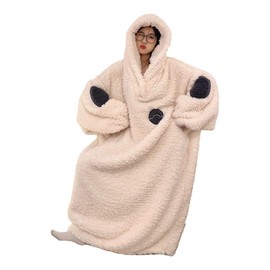 HULG Women's Fleece Onesie Pyjamas, Extra Large Blanket Hoodie, Large, Super Soft, Warm and Comfortable Fleece Hoodie, Giant Portable Blanket Hoodie, White