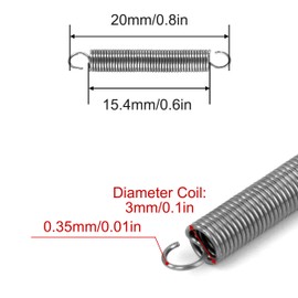GUNGY Tension Springs with Hooks Stainless Steel Tension Spring Tension Spring 20 mm Outer Diameter 3 mm Wire Diameter 0.35 mm Hook Angle 90 Degrees Maximum Tensile Force 0.3 kg 0.35 x 3 x 20 mm Pack