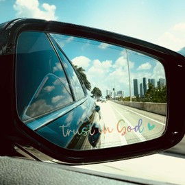 2Pcs Trust in God Rearview Mirror Decal,Vanity Mirror Stickers,Laptop Sticker,Trust in God Stickers for Window, Mirror, Tumbler, and Water Bottle(Trust in God, Color)