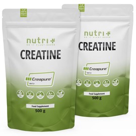 Nutri + Nutri + Creatin 1 kg Creapure - Kreatin Monohydrat Pulver fr mehr Kraft - Creatinmonohydrat hochdosiert, geschmacksneutral + vegan - 1000 g Creatine