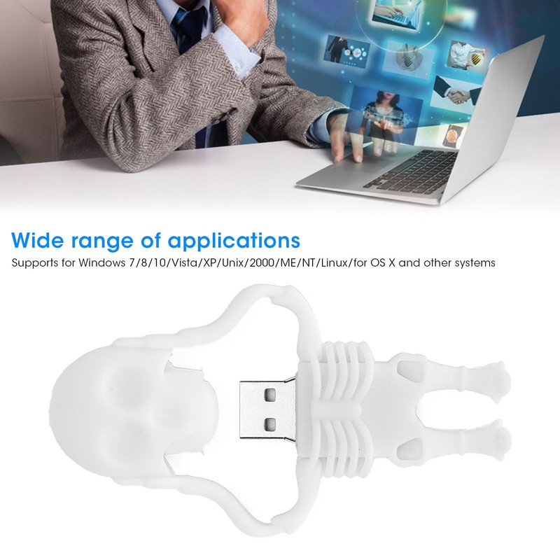 Cartoon U Disk White Skull Appearance High Speed Bulk Storage