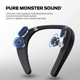 Monster Boomerang Neckband Bluetooth Speaker, Neck Speaker Bluetooth Wireless, 12H Playtime, True 3D Stereo Sound, Portable Soundwear, IPX7 Waterproof, for Home Sport Outdoor
