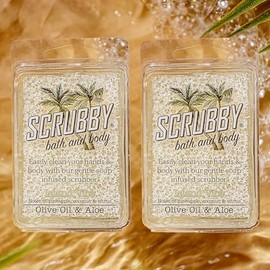 Scrubby Natural Soap Infused Scrubber - Island Vibe with Olive Oil (2 Pack) - Scented w/ 100% Essential Oils - Exfoliating and Hydrating Bath & Body Bar