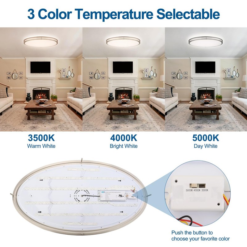 DAKASON 32In Oval LED Flush Mount Light for Kitchen/Living Room,