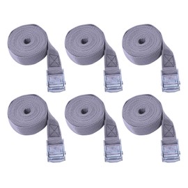 Pack of 6 Lashing Straps with Ratchet, Fastening Straps Bicycle Carrier, Quick Release Strap, Luggage Tensioner, Elastic, for Camping, Outdoor and Car Transport, etc. (25 mm x 4 m, Beige Grey)