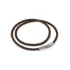 Fly Style Brown Braided Faux Leather Necklace with Stainless Steel