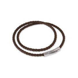 Fly Style Brown Braided Faux Leather Necklace with Stainless Steel Clasp – Men's Chain, Leather Stainless Steel
