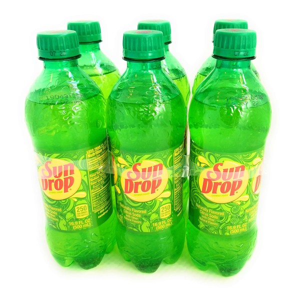 Sun Drop Citrus Soda, 16.9 fl oz Bottles, 6 Pack