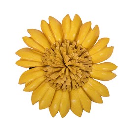 Vibrantly Colorful Yellow Leather Flower Combination Hairclip and Brooch Pin