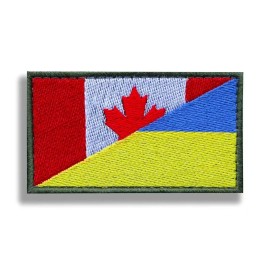 Unbranded Canadian & Ukrainian Flag Patch | Ukraine Canada UA CA Army Supporting Crossover - Hook & Loop