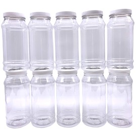 Truenova -Set of 10 x 1L Food Kitchen Craft Garage Organisation DIY Plastic Storage Jars White Flat Lids
