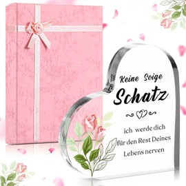 Nuenen Valentinstag Jahrestag Geschenk für Sie 1 Set Herz Acryl Schild Geschenk mit Geschenkbox Geburtstagsgeschenk für Freundin Hochzeitstag Geschenk für Ehefrau Ich Liebe Dich Geschenk für Frauen