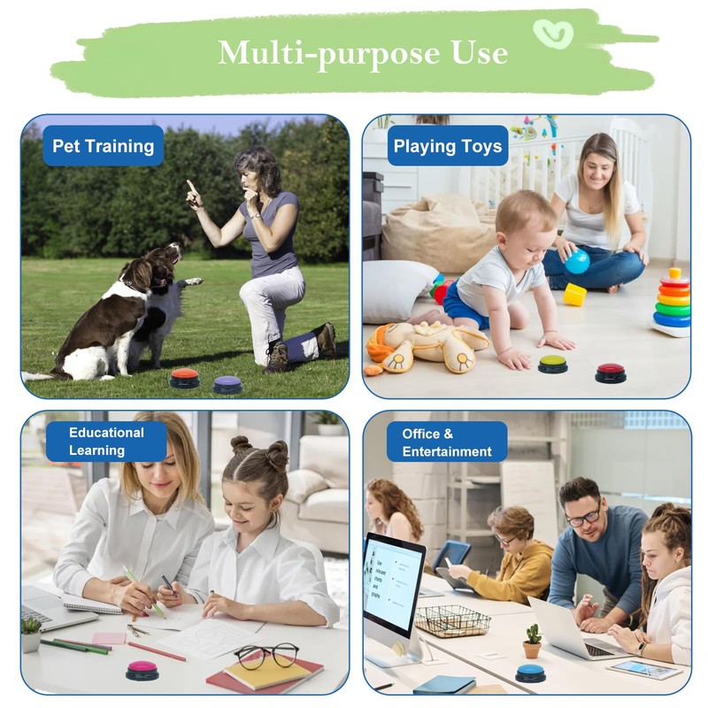 Gelabur Set of 6 Dog Buttons for Communication, Voice Recordable