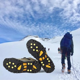 QeeHeng Non-Slip Ice and Snowshoe Clips, Rubber Shoes, Non-Slip Ice and Snowshoe Covers, Crampons, Lightweight Retractable Ice and Snow Shoes, Shoe Size S/M/L/XL/XXL