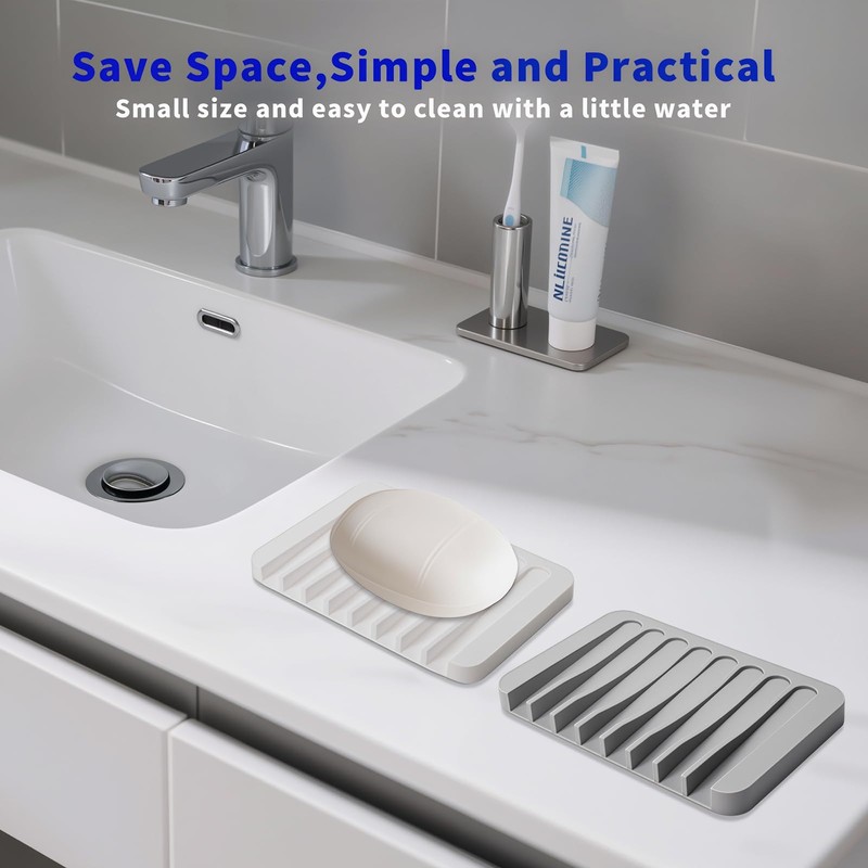 Eduftis 2Pcs Self Draining Soap Dishes, Soap Dish for Bathroom