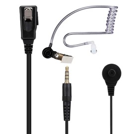 Walkie Talkie Headset Earphones with Air Transparent Tube, 3.5 mm Headphones, Suitable for 1s, PTT Button, Stable Signal Transmission