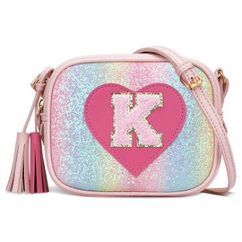 KKXIU Kids Purse Toddler Gifts for Girls and Women Vegan Leather Crossbody Bag with Tassel, Shine, K