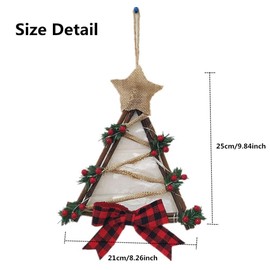 MOODUUTY Christmas Wreath, 9.84 Inch LED Triangle Merry Christmas Front Door Wreaths Small Christmas Decorations Home Decor