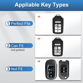 YO&YOYE Compatible with Honda Key Fob Cover with Keychain Leather Key Case Protector for Honda Accord Civic CRV Pilot HRV Odyssey Ridgeline Passport (Black)