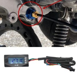 Motorcycle Oil Temperature Gauge Universal DC 12V LCD Screen Strong Brightness Motorcycle Voltage Meter Waterproof for Motorcycles (M12x1.5)