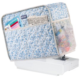 AMOIGEE Sewing Machine Cover for Brother, Singer, Janome – Quilted Dust Cover with Storage Pockets, Padded Protective Sewing Machine Case Fits Most Standard Sewing Machines (17" x 7" x 12")