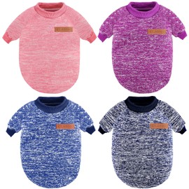 Weewooday 4 Pcs Dog Sweaters Winter Pet Cat Clothes Puppy Sweater for Dogs(Classic Color,S（Chest:13" Back :9")