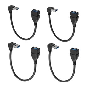 Antrader USB 3.0 Right Angle 90 Degree UP & Down Extension Cable Male to Female Converter Data Adapter Cord 2 Pairs