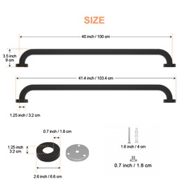 2 Pack Matte Black Shower Grab Bar 40 Inch, iMomwee Stainless Steel Bathroom Grab Bar, Bath Shower Balance Bar, Safety Hand Rail Support, Handicap Elderly Senior Assist Bath Handle (1.25" Diameter)