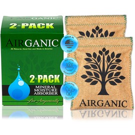 Airganic Safe Car Closet Gun Safe Dehumidifier, Plant & Mineral-Powered Blend - Moisture Absorbers - Natural Mini Dehumidifier Small for Home, Bathroom, RV - Kid and Pet Friendly (2-Pack)