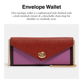 Coach Colorblock Leather Envelope Wallet w Chain and Turnlock