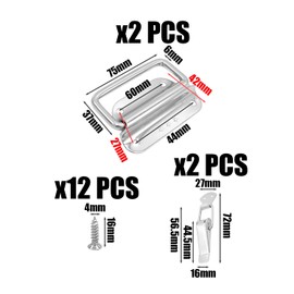 WUFGWBD 2 Pieces of Stainless Steel Handles, 2 Pieces of Locks, 12 Screws, Tool Handles, Metal Handles, Cabinet Door Drawer Handles, Hardware Tools