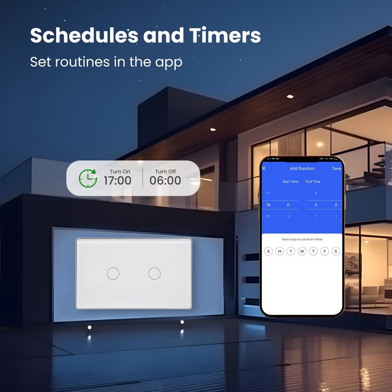 LOUYSGEN Smart Light Switch,2-Button,Aluminum Frame, Neutral Required,2.4GHz, Tuya Smart Life