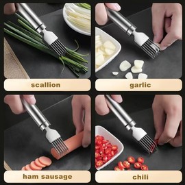 UGpine Scallion Cutter Onion Shred Knife with Stainless Steel Blade, Green Onion Cutter Slicer, Garlic Shredder, Vegetable Chopper Tool for Home Kitchen Restaurant Hotel