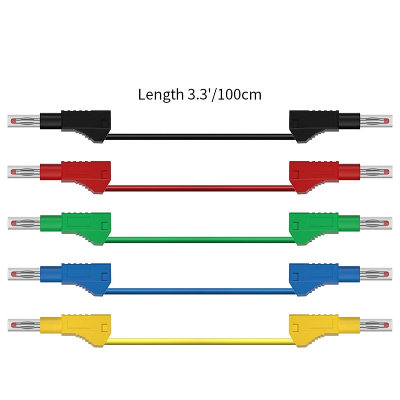 CZJZDZ 5pcs 4mm Retractable Banana Plug Stackable Test Leads Cable