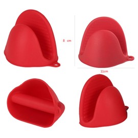 AORTDES Silicone Cooking Pinch Grips Oven Mitts - Mini Finger Protector Pot Holder for Kitchen,Cooking,Baking,BBQ - Heat Resistant Gloves, 2 Pairs (Black and Red)