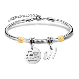 Yumioxa Highland Cows Just A Girl Who Loves Highland Cows Women Bracelets Girl Birthday Love Nature Highland Cows Gift Birthday Christmas Green Nature Cow Bracelets (W)