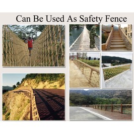 Safety Anti-Fall Fence Net for Children Pet Cat,Hemp Rope Netting for Balcony Railing,Stair Protection Nets Retro Decoration Backyard Nets Cargo Truck Trailer Mesh (Jute, 2Mx2M(6.5FTx6.5FT))
