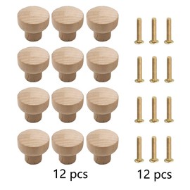 Dtoterul Pack of 12 Furniture Knobs Wooden Round Wooden Hardware Round Drawbar Knobs Wooden Handles Furniture Door Drawer Handles for Mounting on Drawers and Cabinet Doors Handles Cabinet Home