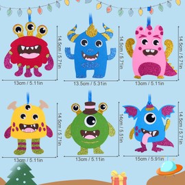 Ainiv 6PCS Monster Crafts for Kids, DIY Craft Kits for Kids, Christmas Arts and Crafts for Kids, DIY Peel&Stick Eva Felt Crafts, Kids Craft Party Group Activities Fall Holiday Hanging Decorations