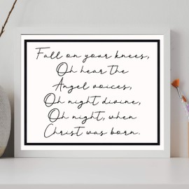 "Oh Night, When Christ Was Born" Christmas Song Art Decor -14 x 11" Christian Holiday Wall Print -Ready to Frame. Typographic Home-Welcome-Kitchen-Farmhouse Decor. Festive Sign & Merry Gift of Faith!