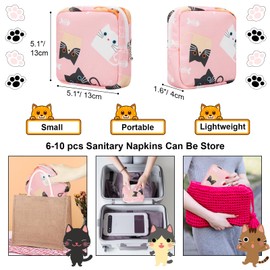 Likesing Period Bag Pouch, Canvas Sanitary Napkin Storage Bag for Girls Womens, Portable Sanitary Napkin Period Pad Pouch for Purse, Small Make Up Bags(5170, Pink)