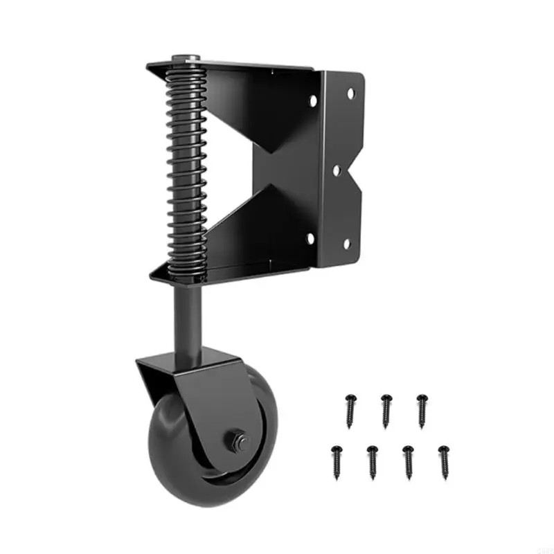 4-Inch Spring-Loaded Gate Wheel – Shock-Absorbing Metal Bracket for Swing