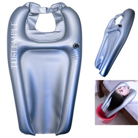 Portable Shampoo Bowl for Home, Beside Hair Washing Basin for Disabled, Hair Washing Tray for Sink at Home, Portable Sink for Wheelchair Elderly Bedridden Washing Hair No Bending Down (Silver)